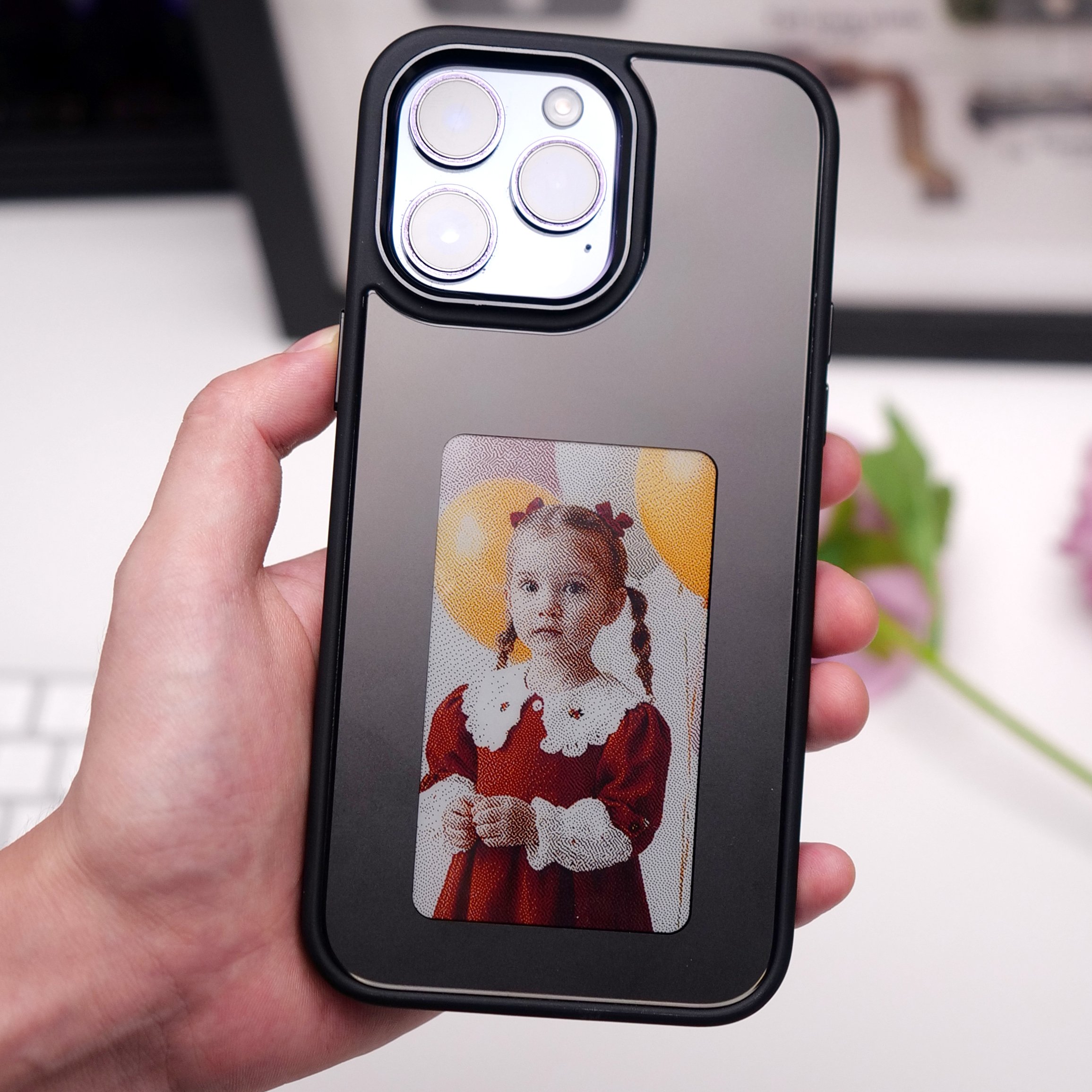 NFC Phone Case Wholesale LED Smart E ink Screen Phone Cases with holder For iPhone NFC 13 14 15 Pro Max DIY phone display case