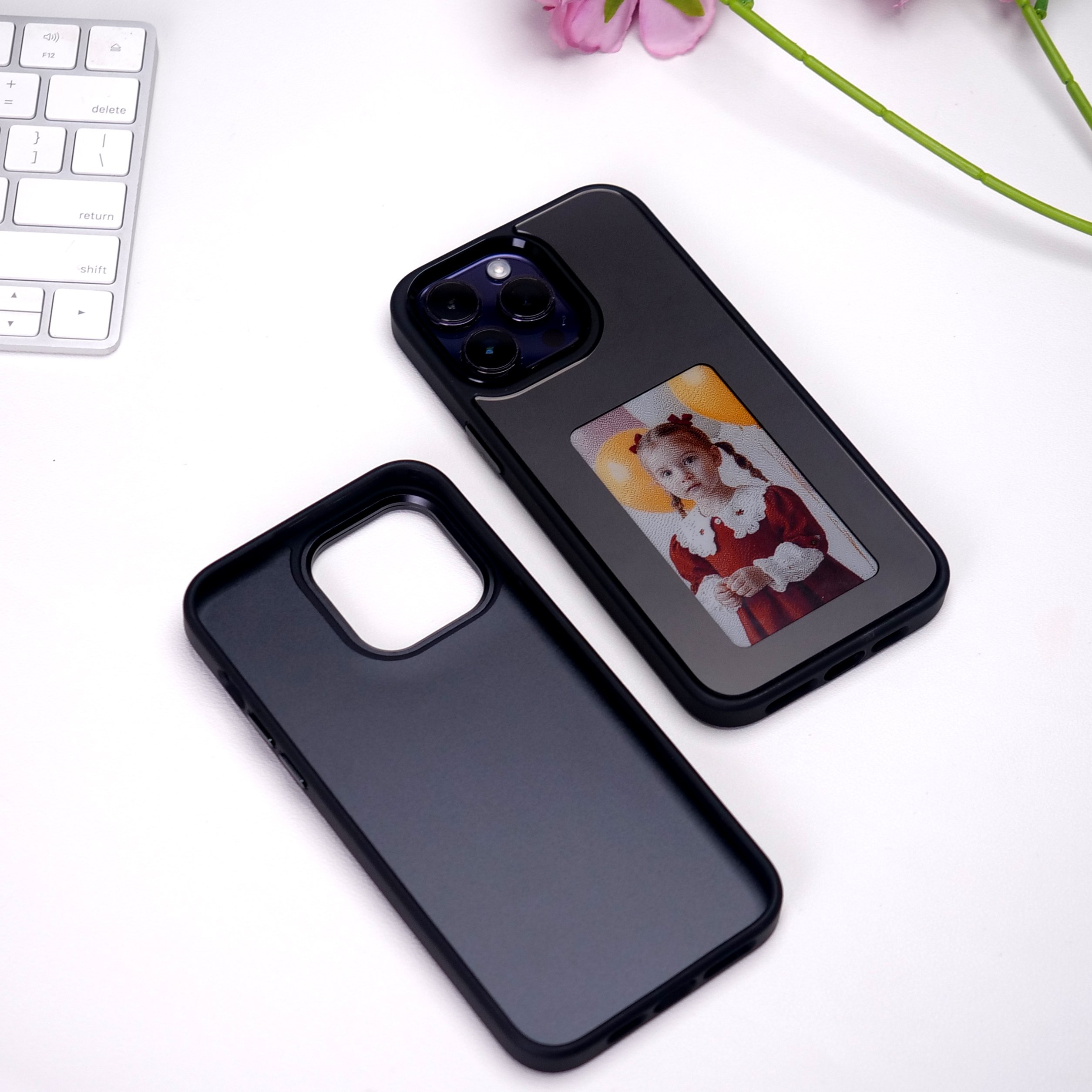 NFC Phone Case Wholesale LED Smart E ink Screen Phone Cases with holder For iPhone NFC 13 14 15 Pro Max DIY phone display case