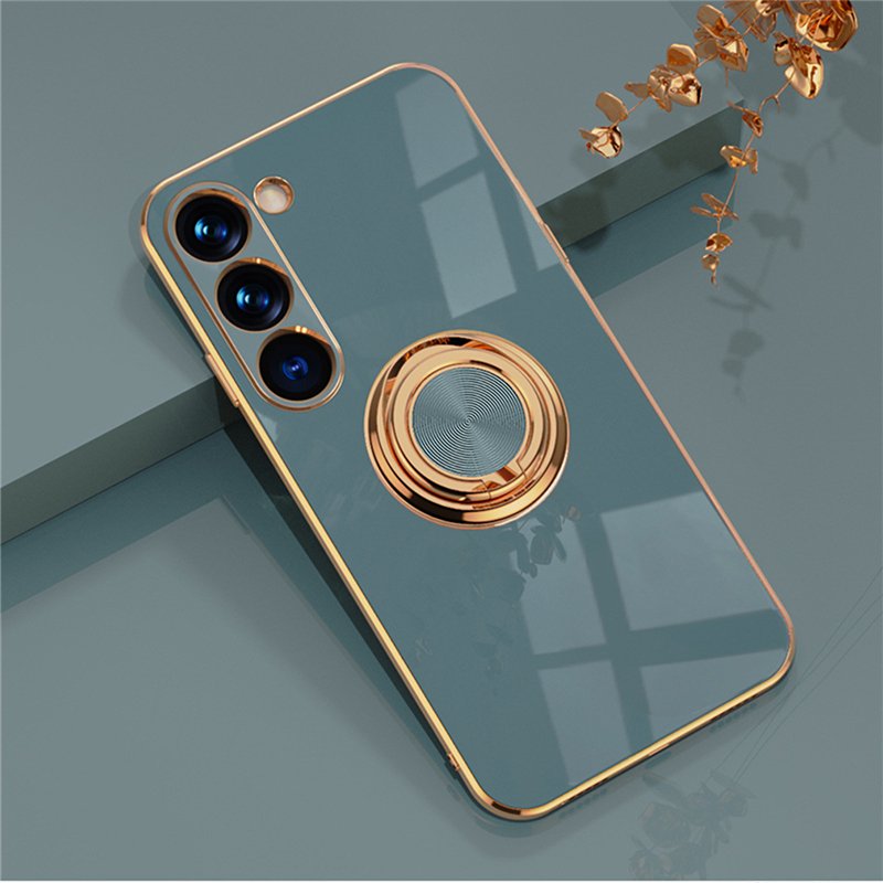 gold plating soft magnetic metal ring bracket phone case for samsung S24 S23 S22 S21 A53 A12 A42 A13 A23