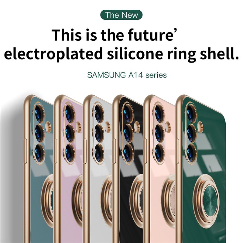 gold plating soft magnetic metal ring bracket phone case for samsung S24 S23 S22 S21 A53 A12 A42 A13 A23
