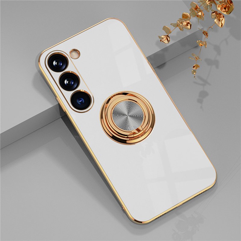 gold plating soft magnetic metal ring bracket phone case for samsung S24 S23 S22 S21 A53 A12 A42 A13 A23