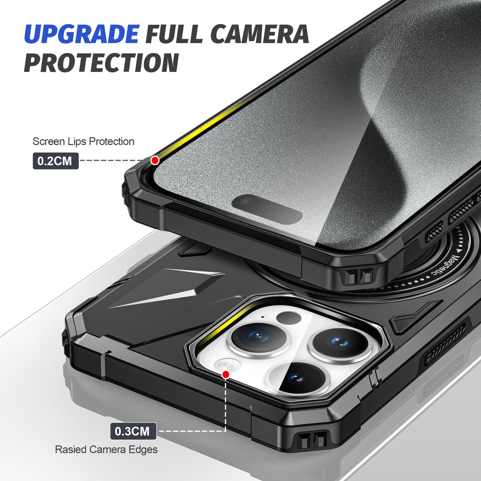 Armor Phone Cover for IPhone 16 Pro Max Magnetic Ring Holder Shockproof 14 Plus Mobile Phone Case.
