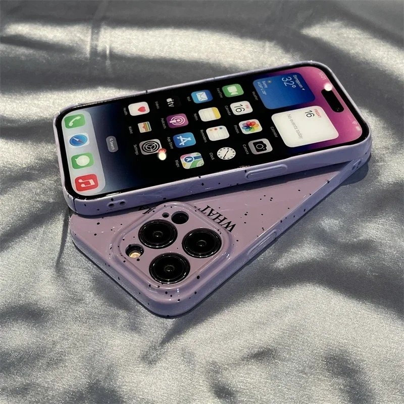 Simple Purple Ink Splashing Case For IPHONE 15PRO MAX 14 13 PRO 13 PRO MAX 15 15PLUS 15PRO Acrylic Hard Mobile Phone Cases
