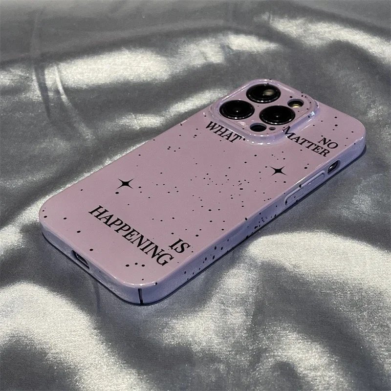 Simple Purple Ink Splashing Case For IPHONE 15PRO MAX 14 13 PRO 13 PRO MAX 15 15PLUS 15PRO Acrylic Hard Mobile Phone Cases