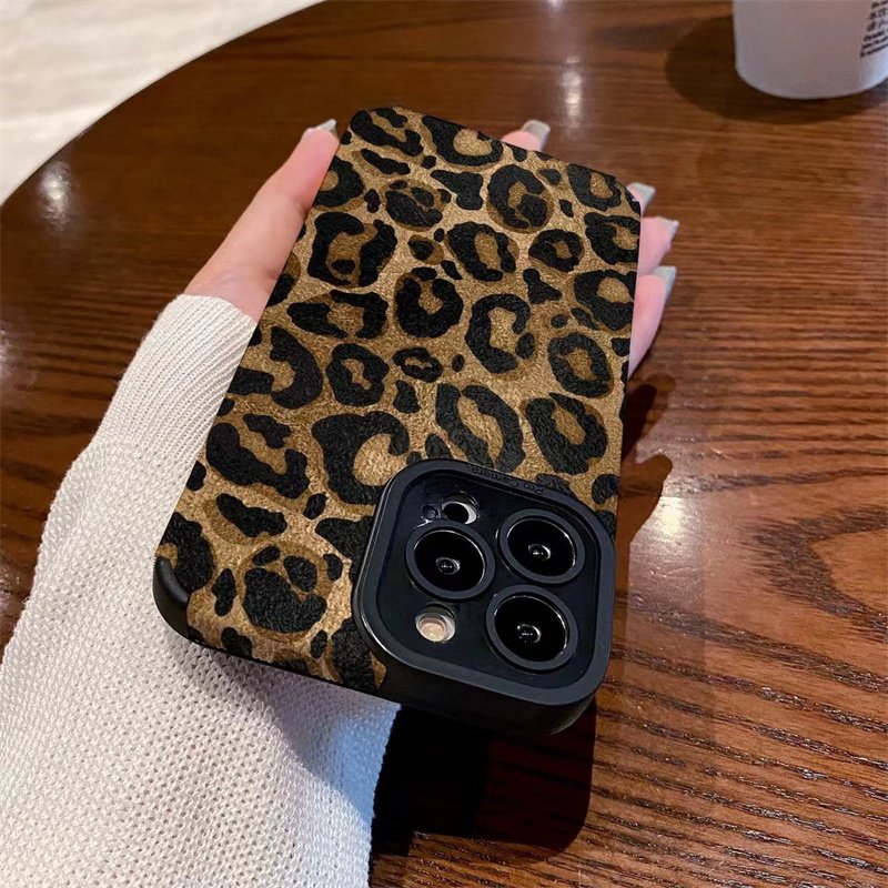 INS Brown Leopard Print Phone Case For iPhone 15 12 13 14 11 Pro Max MiNi 7 8 Plus X XS XR SE Soft Shockproof Bumper Cover Funda