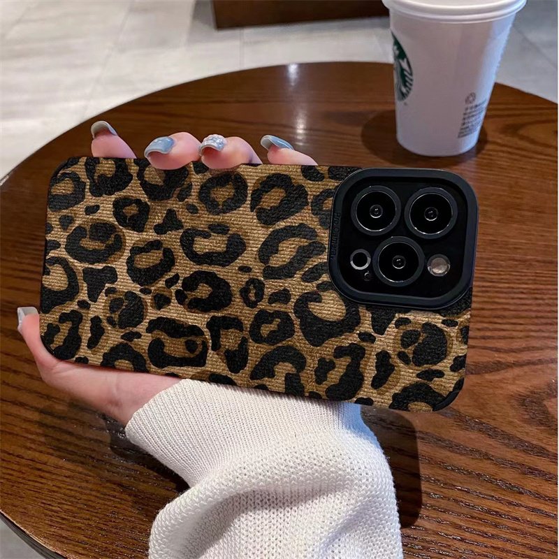 INS Brown Leopard Print Phone Case For iPhone 15 12 13 14 11 Pro Max MiNi 7 8 Plus X XS XR SE Soft Shockproof Bumper Cover Funda