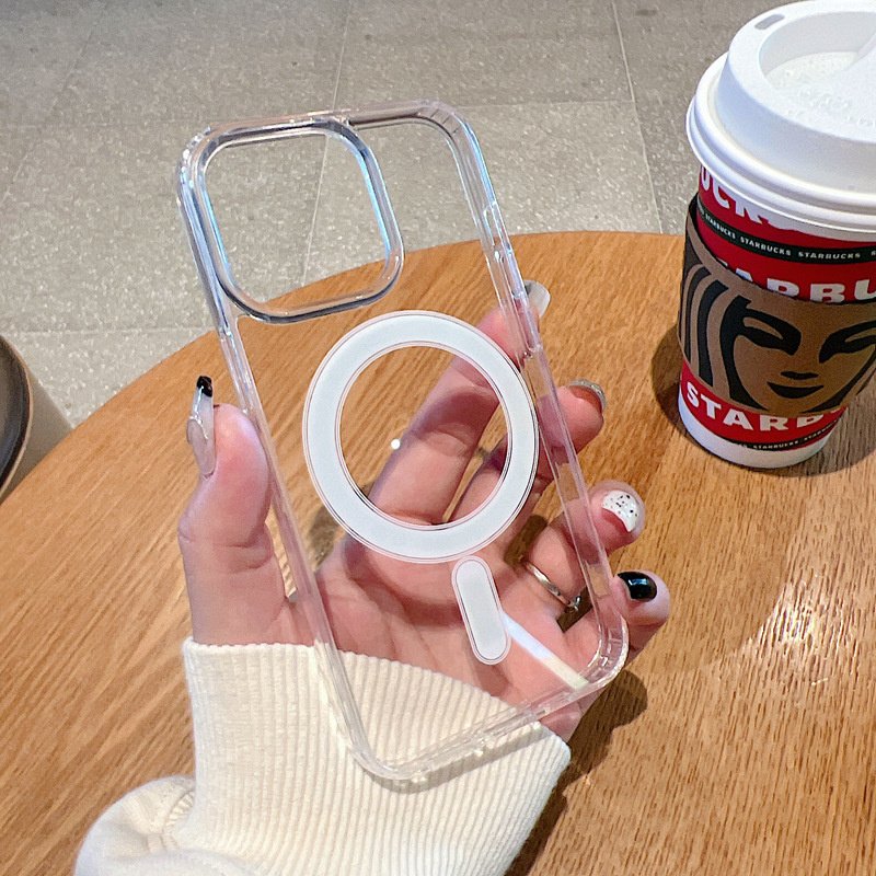 OEM Anti-shock Transparent Magnetic Wireless Charging Back Phone Cover for iPhone 16 Pro Max