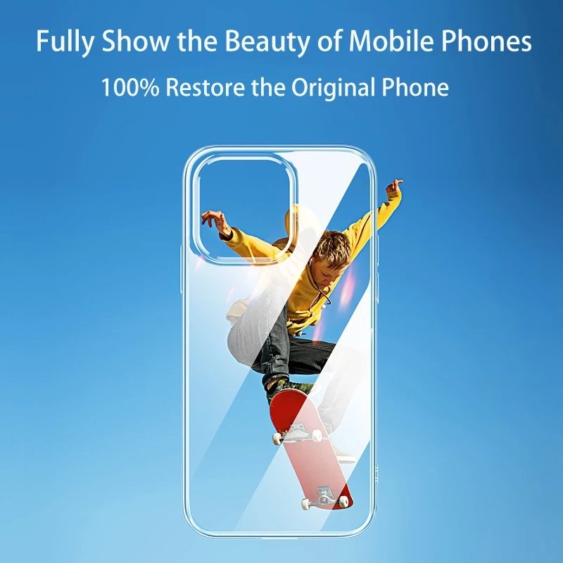 For iPhone 16 pro 15 14 plus 6 7 8 X 11 12 13 Pro Max Case Clear Transparent Ultra Thin TPU Back Cover 1.0MM soft Phone Case
