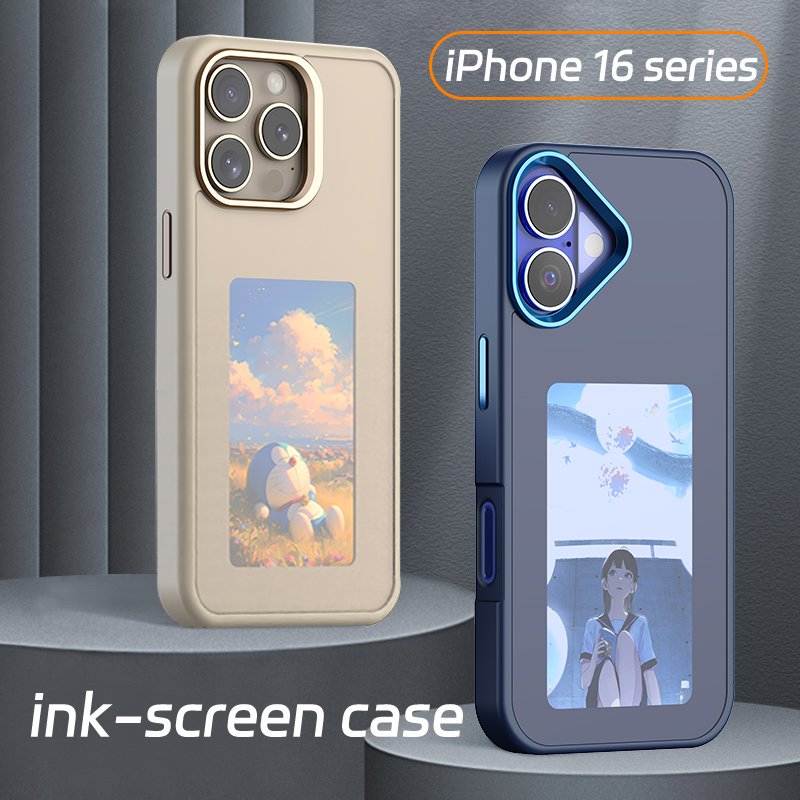 2024 New Designer NFC Smart E Ink Screen Display TPU Mobile Phone Case Cover DIY Protector for iPhone 16/15 Pro Max