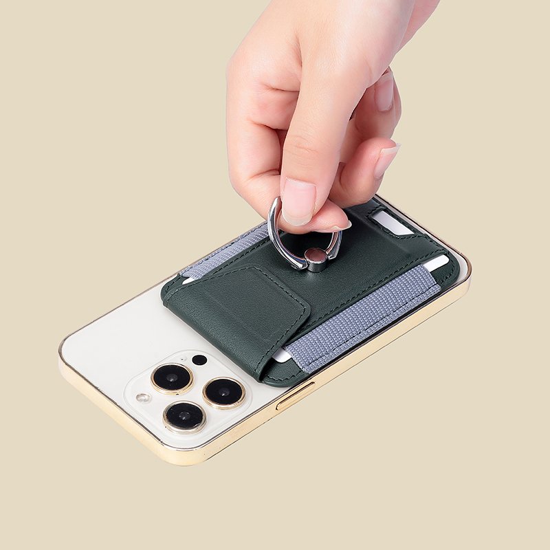 Customize Leather Business Stand Magnetic Case Card Holder Wallet Mobile Phone Cases With Ring For iPhone15 Leather Phone Holder