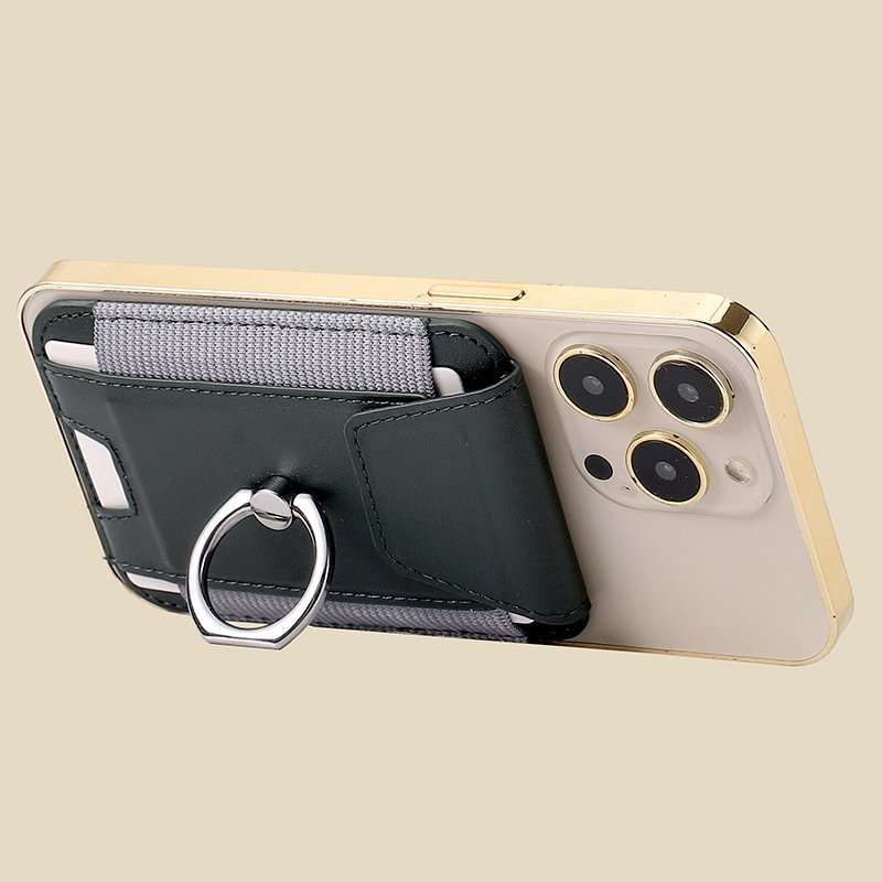Customize Leather Business Stand Magnetic Case Card Holder Wallet Mobile Phone Cases With Ring For iPhone15 Leather Phone Holder