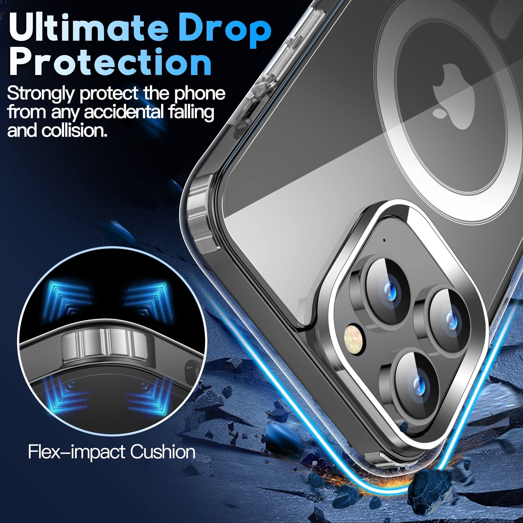 5 In 1 Bundle Transparent Magnetic Phone Case With Screen Protector 360 Hard Casing For IPhone 15 Pro Max Crystal Clear Covers