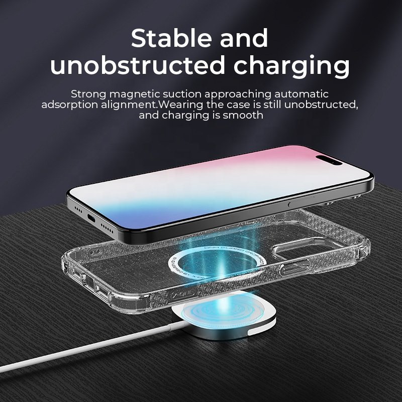 X-ONE Dropguard Pro Series Glitter Design Clear TPU PC Magnetic Phone Case For iPhone 14 15 16 Pro Max Case