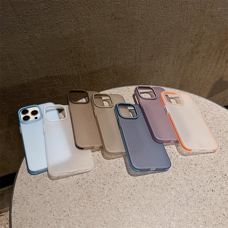 Anti Slip Edge Matte Corrugated Mist Phone Shell For iPhone 15 Pro Max For iPhone 14 13 Pro Slim PC Shatter-resistant Cover