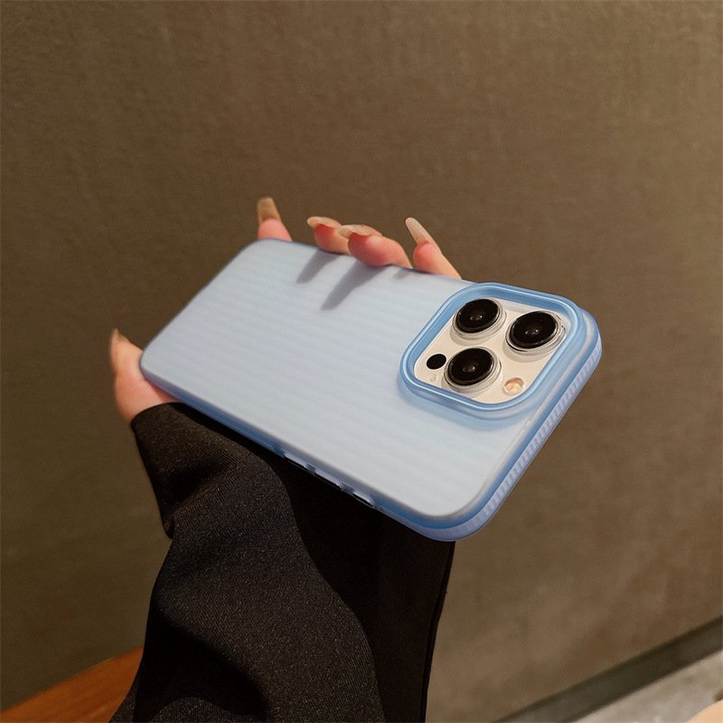 Anti Slip Edge Matte Corrugated Mist Phone Shell For iPhone 15 Pro Max For iPhone 14 13 Pro Slim PC Shatter-resistant Cover