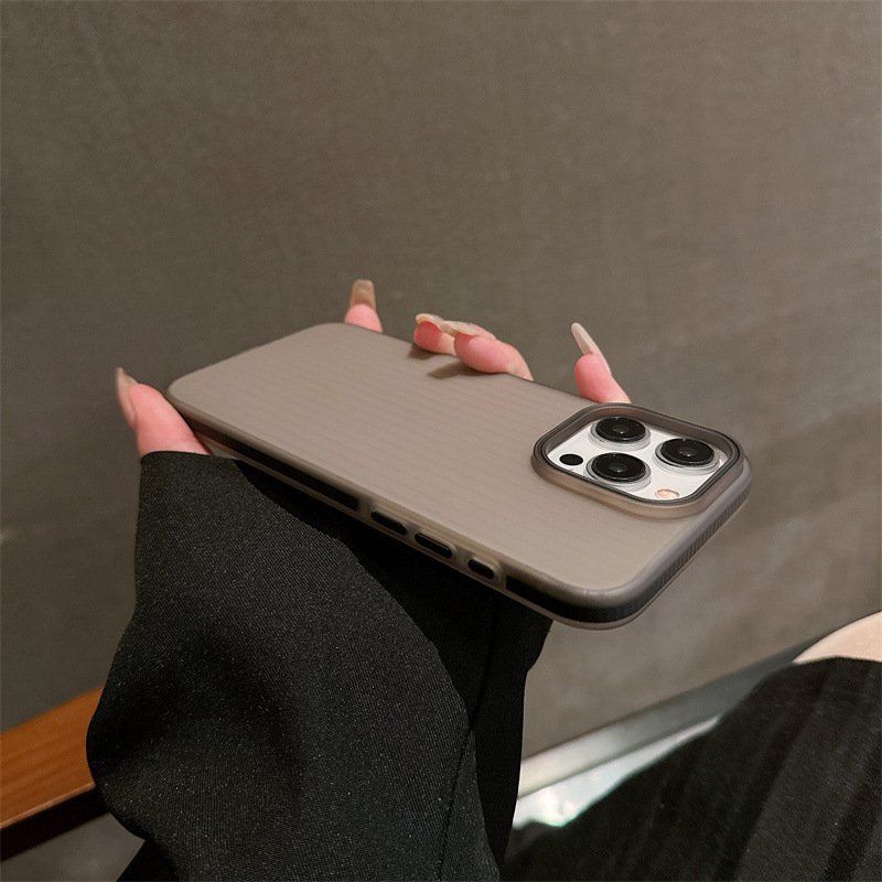 Anti Slip Edge Matte Corrugated Mist Phone Shell For iPhone 15 Pro Max For iPhone 14 13 Pro Slim PC Shatter-resistant Cover
