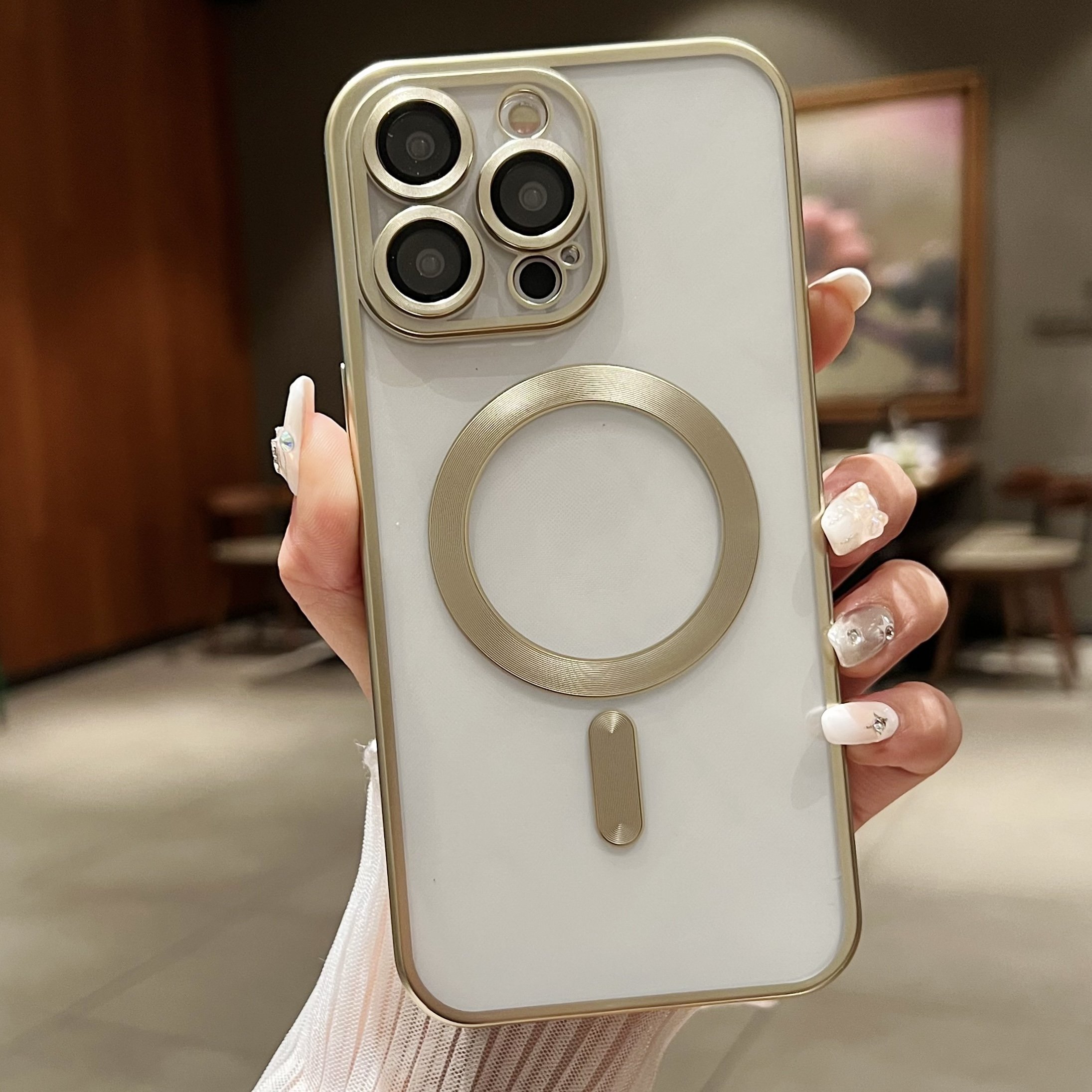 Titanium Color Luxury Magnetic Charging Soft Plating Tpu Transparent Phone Case Wholesale Cover For Iphone 16 15 Pro Max