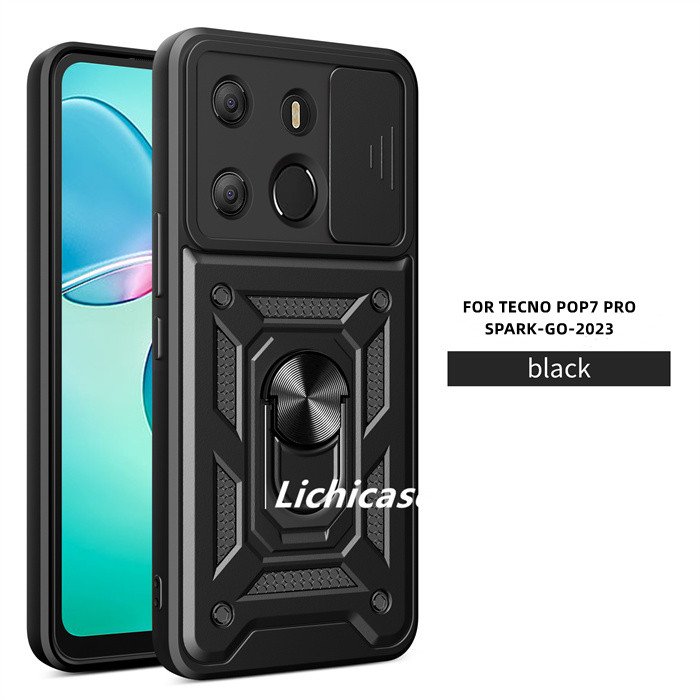 Lichicase Push Window Lens Protection Cell Mobile Phone case For Infinix GT 20 Pro Shell With Ring Holder