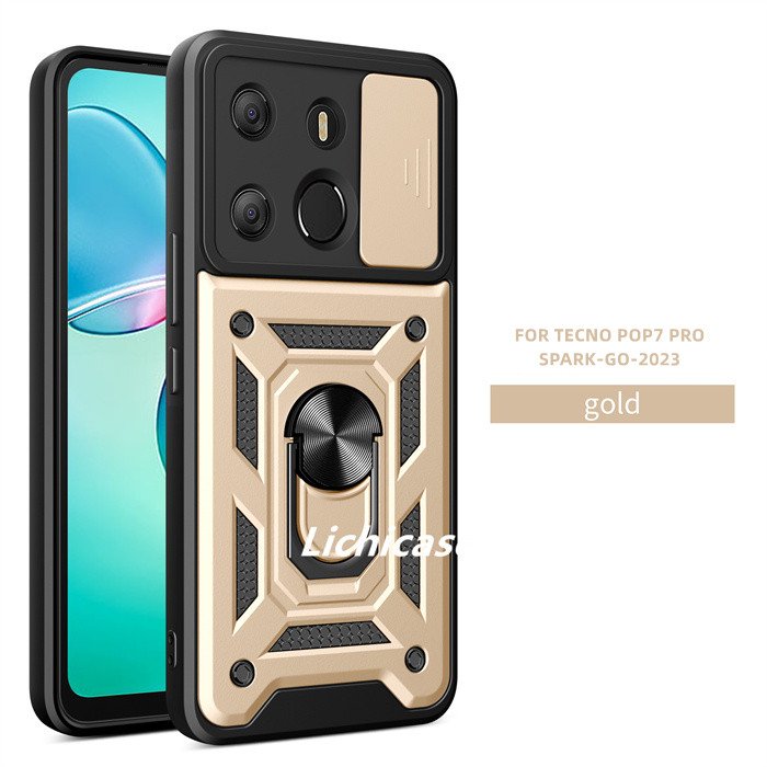 Lichicase Push Window Lens Protection Cell Mobile Phone case For Infinix GT 20 Pro Shell With Ring Holder