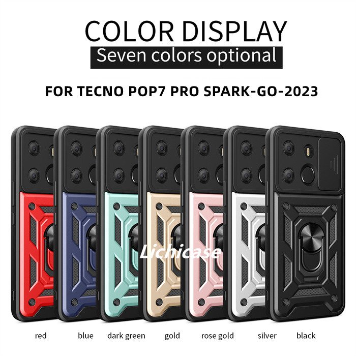 Lichicase Push Window Lens Protection Cell Mobile Phone case For Infinix GT 20 Pro Shell With Ring Holder