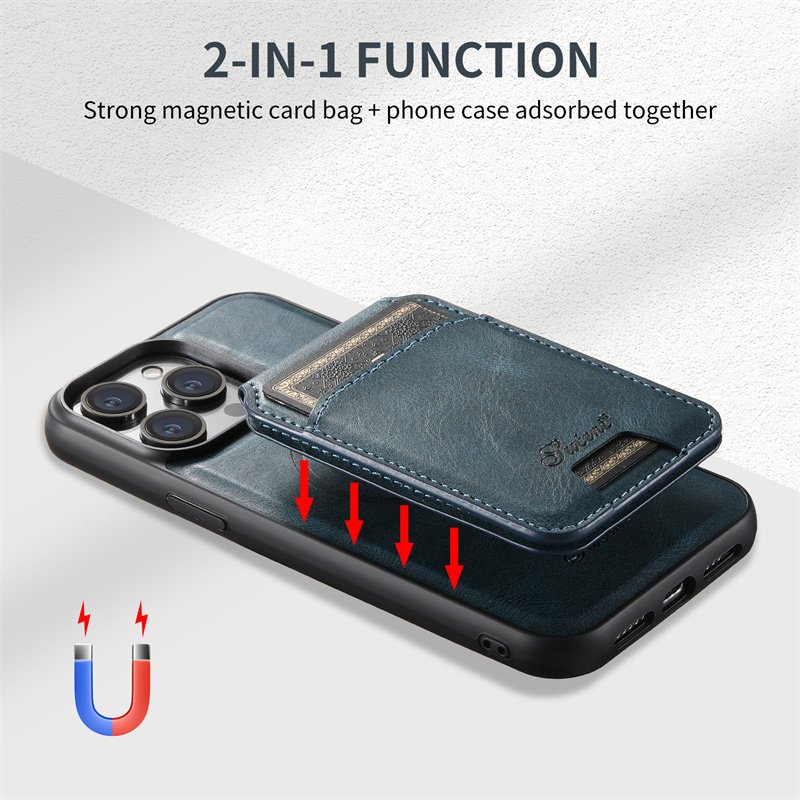 Detachable Wallet Case for iPhone 16 with Card Slots Holder Premium PU Leather Magnetic Kickstand Shockproof Mobile Phone Cover