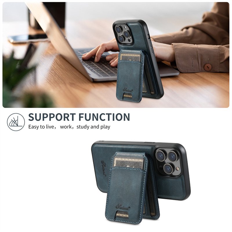 Detachable Wallet Case for iPhone 16 with Card Slots Holder Premium PU Leather Magnetic Kickstand Shockproof Mobile Phone Cover