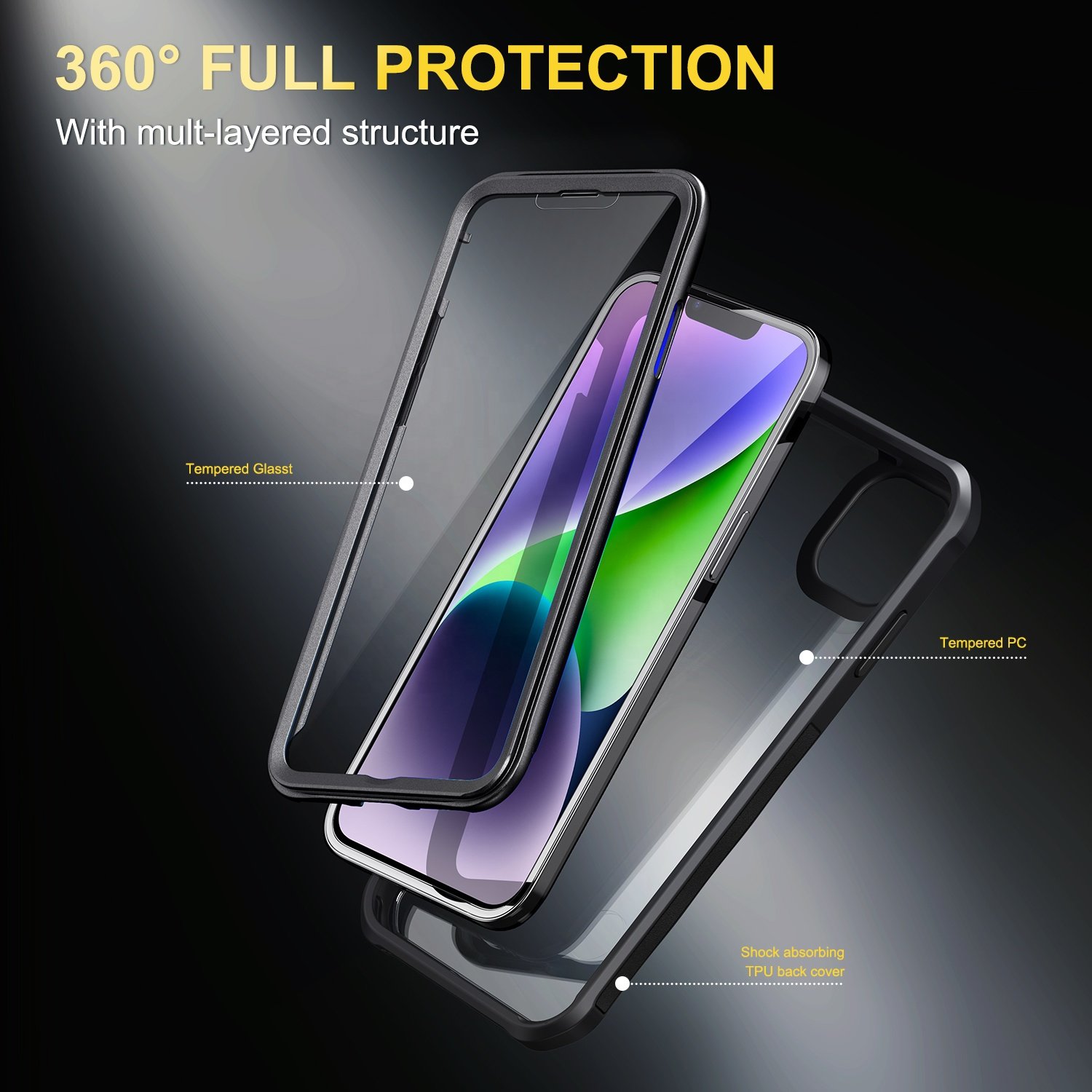9H Screen Protector Hard Case iPhone 15 Pro Max/15 Plus 6.7 Inch TPU Fall-Resistant Clear Funda Case Magnet Wireless Charging