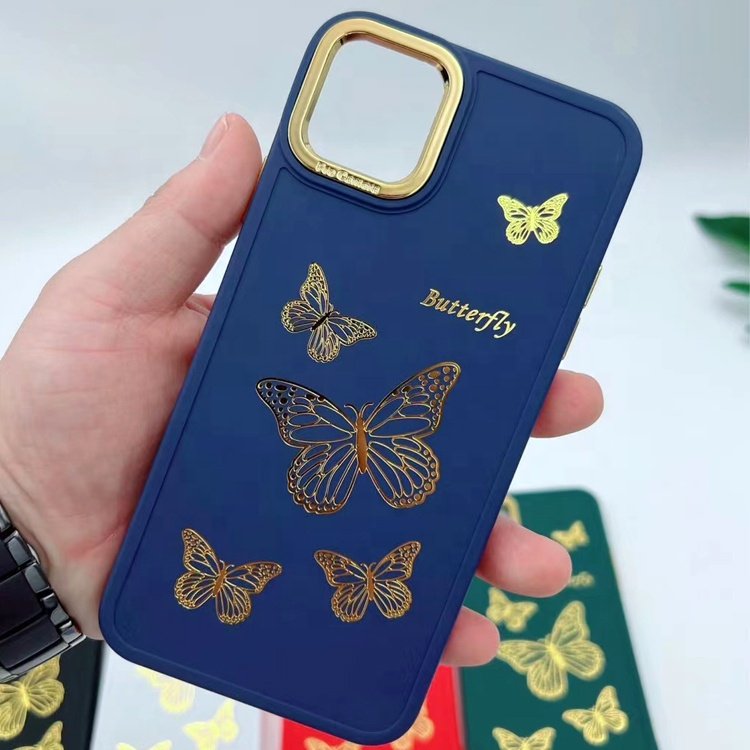 popular stylish trendy premium woman golden butterfly hot stamping design mobile phone case for iphone 15 14 13 12 11 pro max