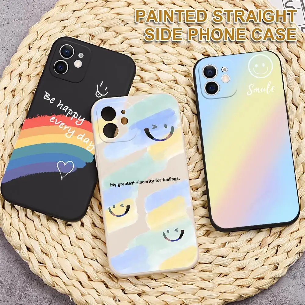 Rainbow Smile Gradient Phone Case For Xiaomi Redmi Note 11 10 12 13 Pro Plus 5G Note 9 Pro Max 11T 11S 10S Cover Silicon Case