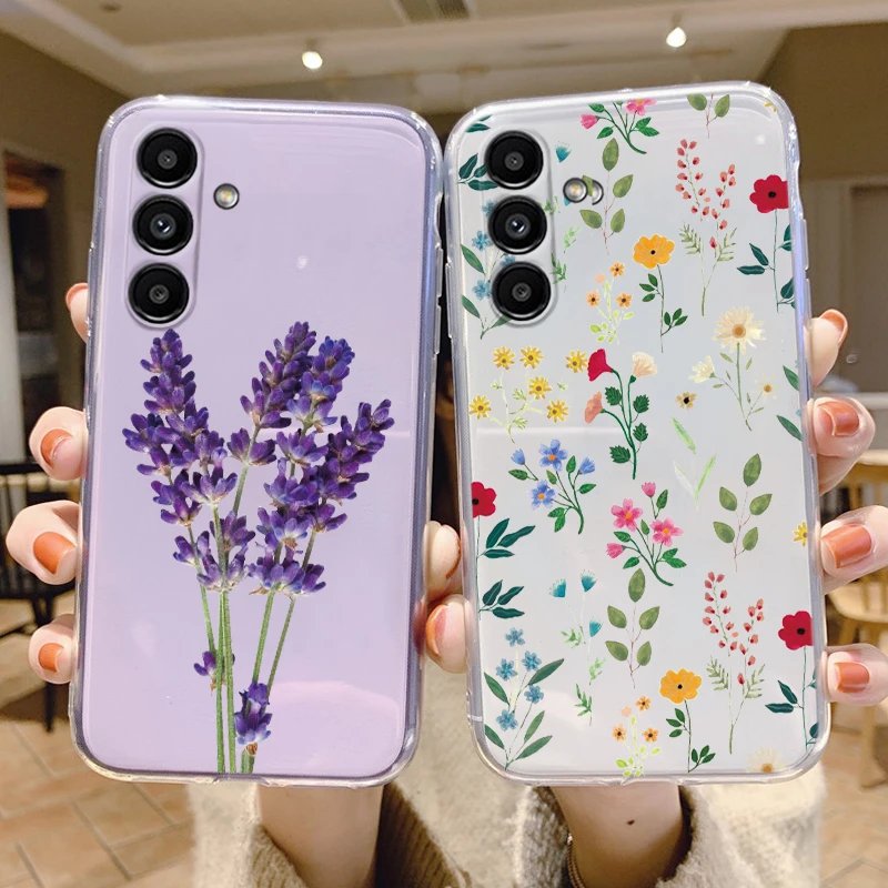 Phone Case For Samsung Galaxy A15 4G 5G Painting Flower Cover Soft Silicone Transparent Funda For Samsung A 15 Capa Shell