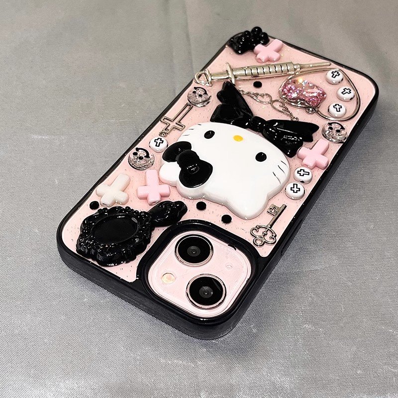 3D Kitty Cat for iphone 16 pro case Chain for iPhone 13 12 11 14 Promax DIY Cute Anti Drop Phone Case
