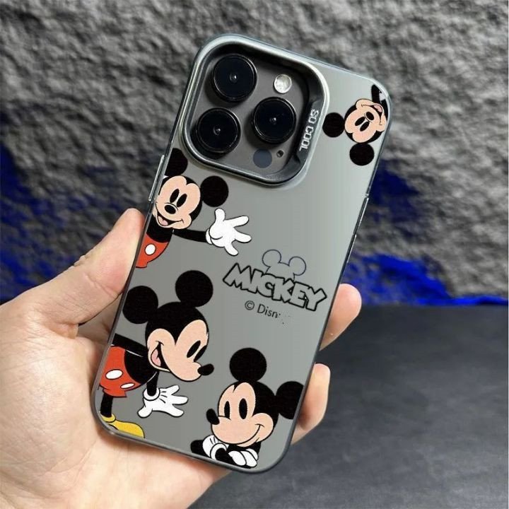 Cute Frosted PC Print Mickey Cartoon Mobile Phone Case For iPhone XR 11 12 13 14 15 pro max Hard Anti Fingerprint Protect Cover