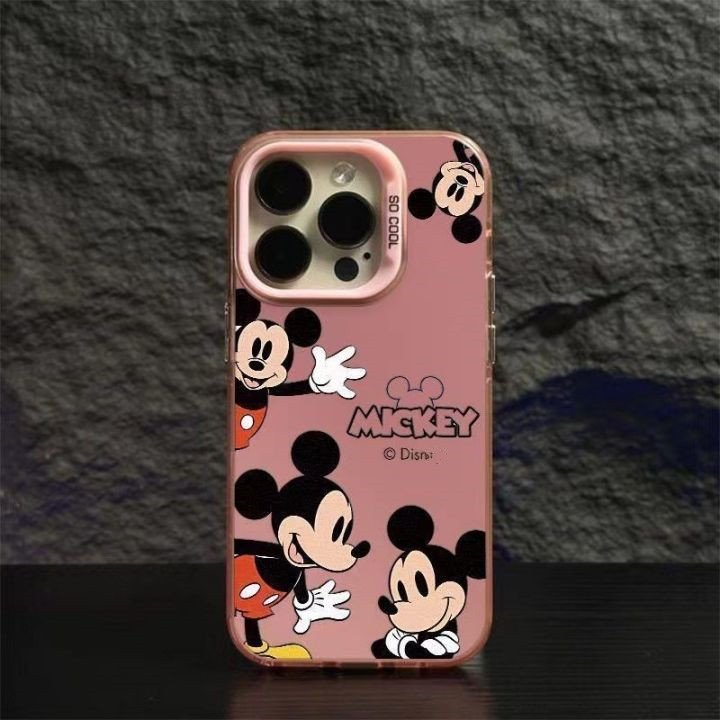 Cute Frosted PC Print Mickey Cartoon Mobile Phone Case For iPhone XR 11 12 13 14 15 pro max Hard Anti Fingerprint Protect Cover