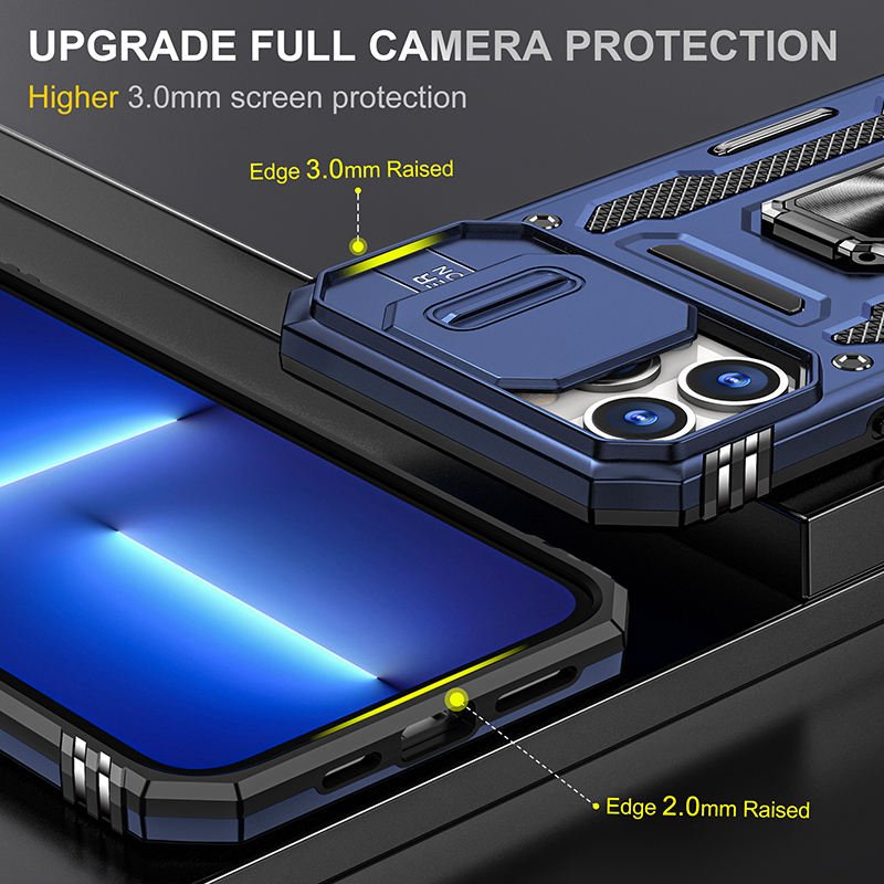 Slide Camera Mobile Phone Case For iPhone 16 15 14 13 12 11 Pro Max 7 8 Plus Hybrid Heavy Duty Shockproof Kickstand Back Cover