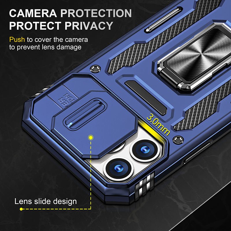 Slide Camera Mobile Phone Case For iPhone 16 15 14 13 12 11 Pro Max 7 8 Plus Hybrid Heavy Duty Shockproof Kickstand Back Cover