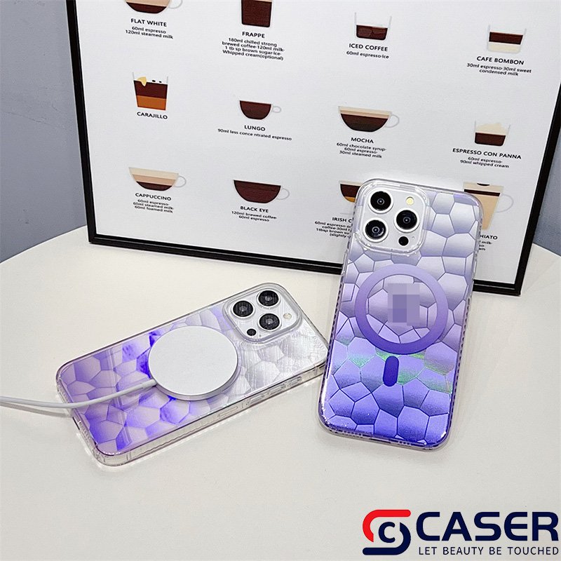 Hot Gradient Laser Flake Magnet Mobile Phone Case Luxurious Trendy Transparent TPU PC 2 in 1 Phone Case For Iphone 15 16 14