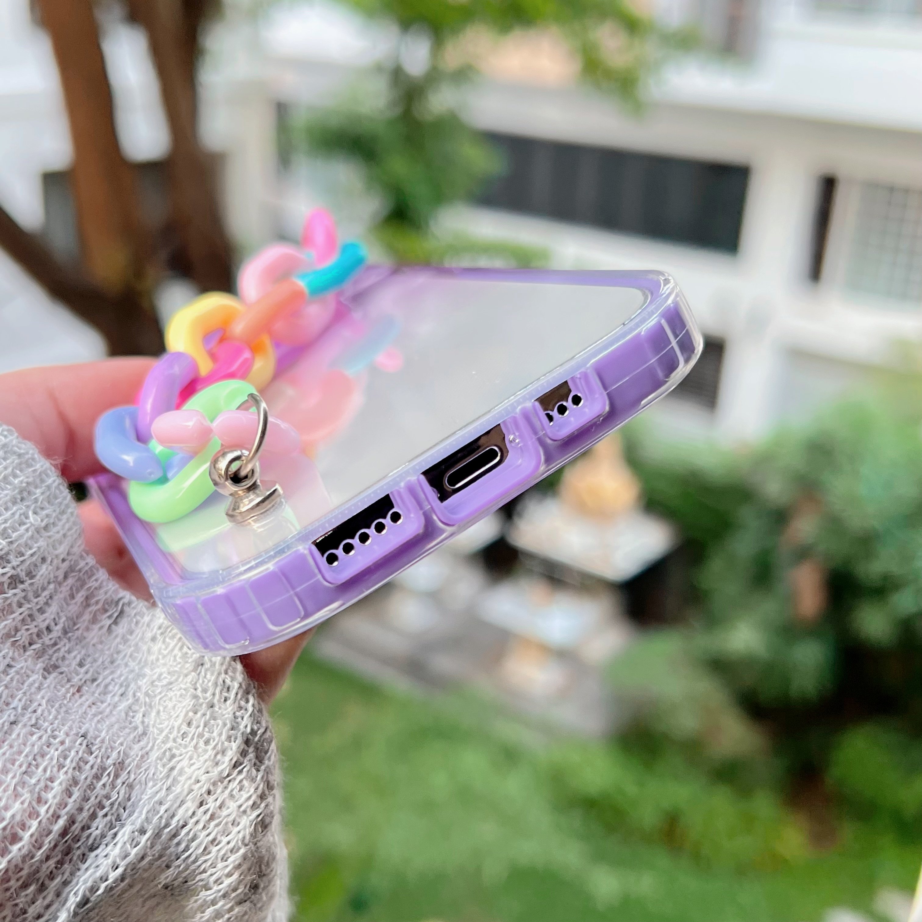 Gradient Color Soft TPU Phone Case with Chain for iPhone 15 Pro Max Protective Cover and Holder ODM Model 11 Pro Max