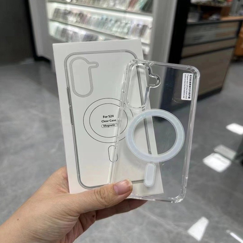 High Quality Anti-Fall S24 Magnetic Suction Transparent Hard Case for Samsung S23 Ultra Hiigh Usage Mobile Phone