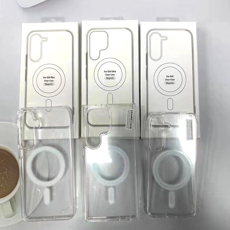 High Quality Anti-Fall S24 Magnetic Suction Transparent Hard Case for Samsung S23 Ultra Hiigh Usage Mobile Phone
