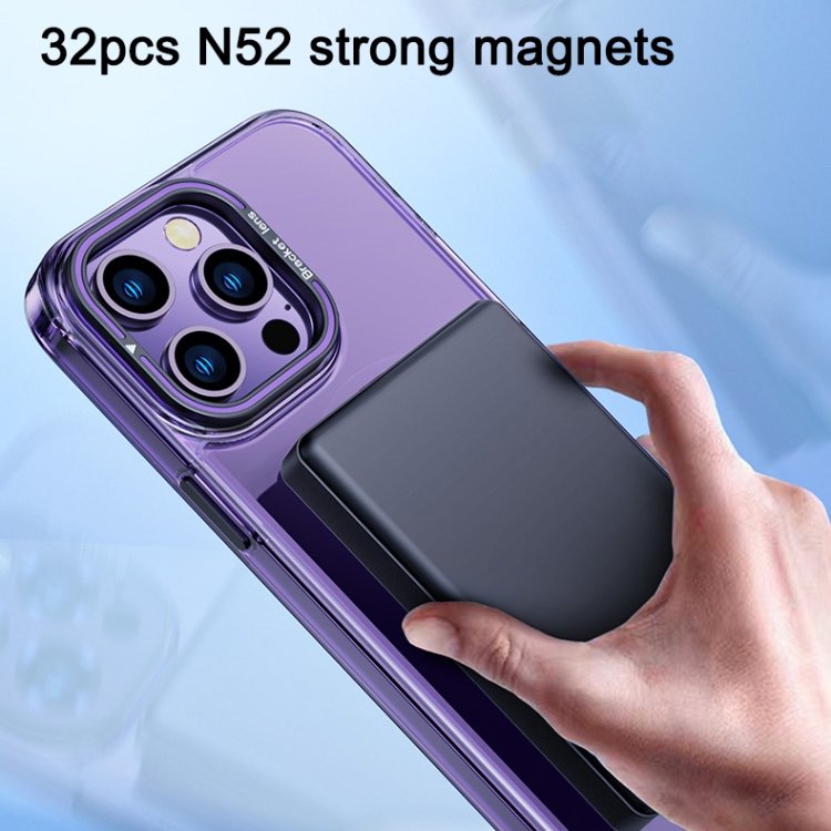 Built in Camera Ring bracket transparent Magnetic Protective Phone case for iPhone 15 14 Pro Max with Magnetic Ring funda