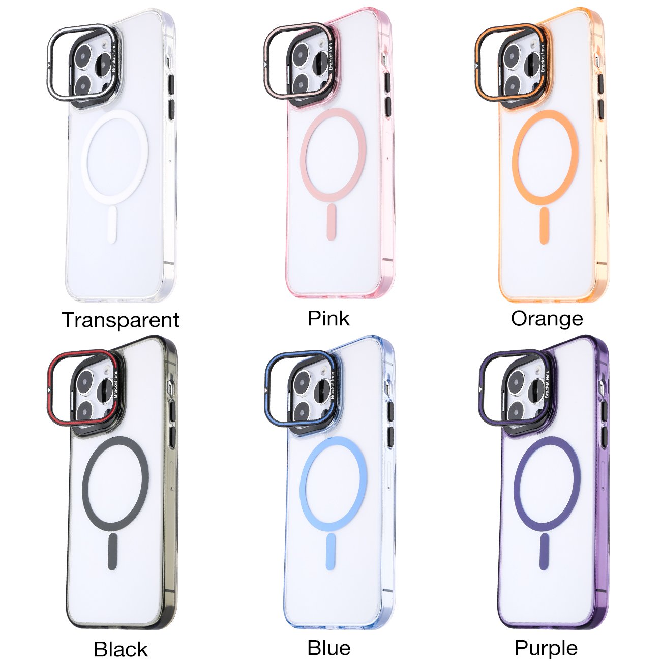 Built in Camera Ring bracket transparent Magnetic Protective Phone case for iPhone 15 14 Pro Max with Magnetic Ring funda