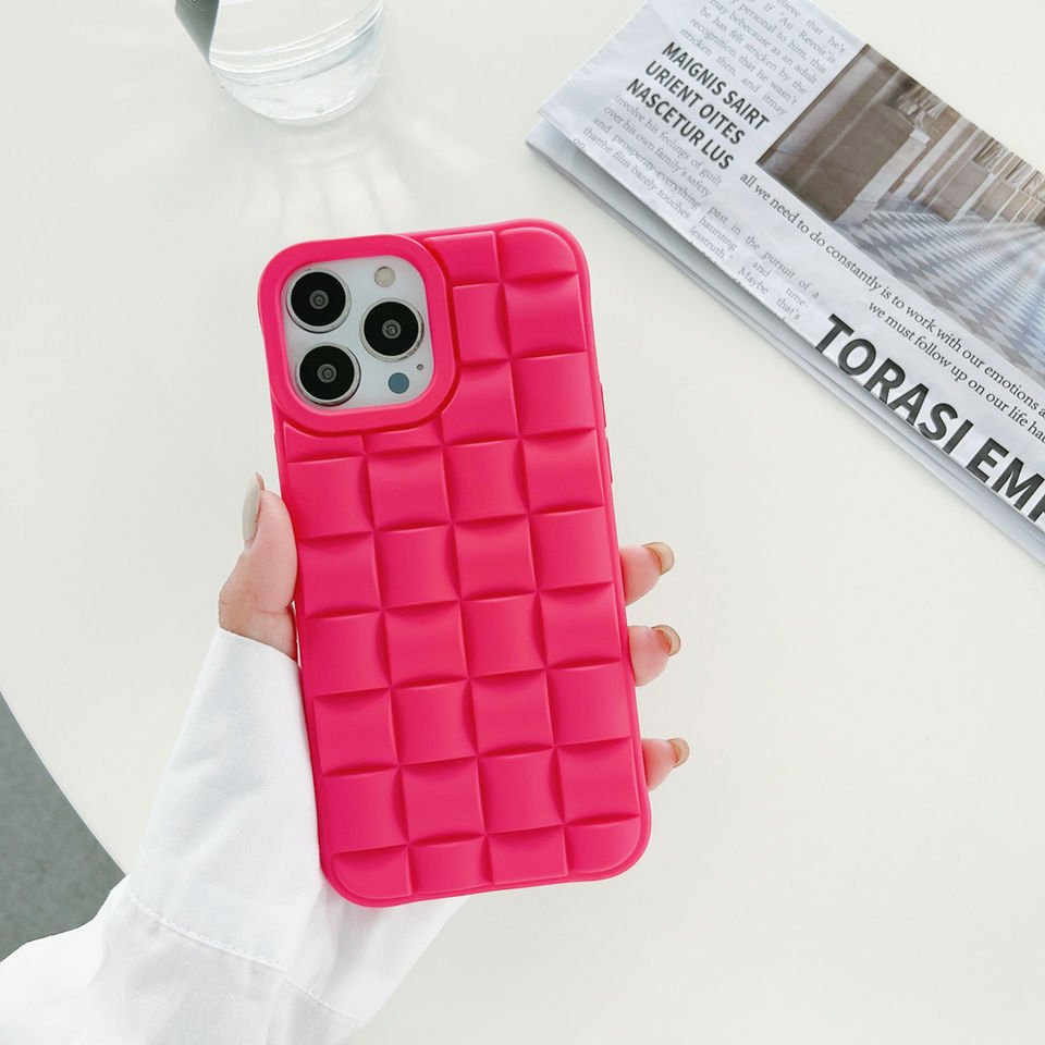 3D matte luxury Fashion Style Case Silver Check Mobile phone Case For iPhone 14 11 12 13 Pro MAX XR XS Max 7 8 6S 6 Plus SE2020