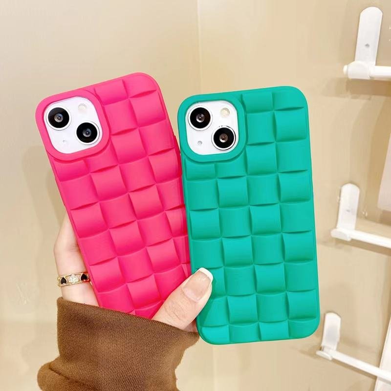 3D matte luxury Fashion Style Case Silver Check Mobile phone Case For iPhone 14 11 12 13 Pro MAX XR XS Max 7 8 6S 6 Plus SE2020