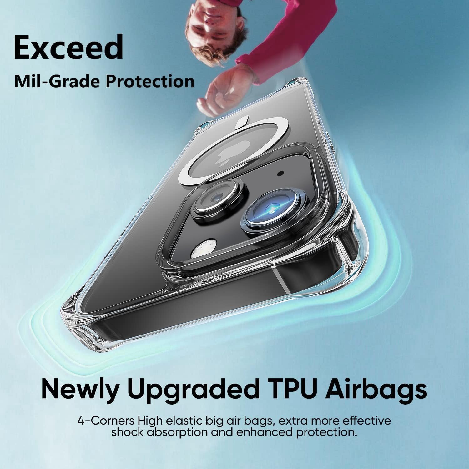 New Transparent Anti-YellowingTPU PC Magnetic Phone CoVer Shockproof Airbag Cell Mobile Phone Case For iphone 16 13 14 15
