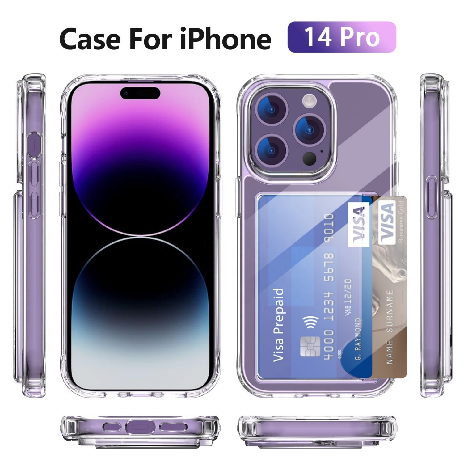 Credit card holder phone wallet case transparent hard acrylic phone case for iPhone 16 15 14 13 13 pro 13 pro max