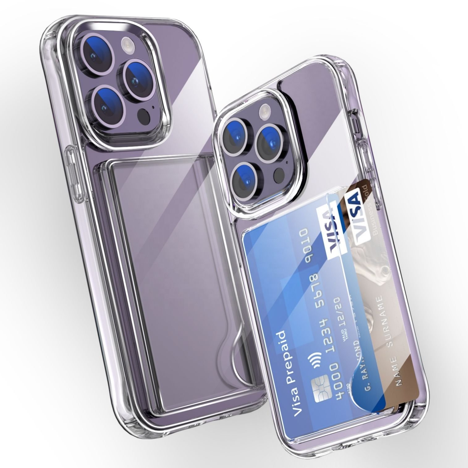 Credit card holder phone wallet case transparent hard acrylic phone case for iPhone 16 15 14 13 13 pro 13 pro max