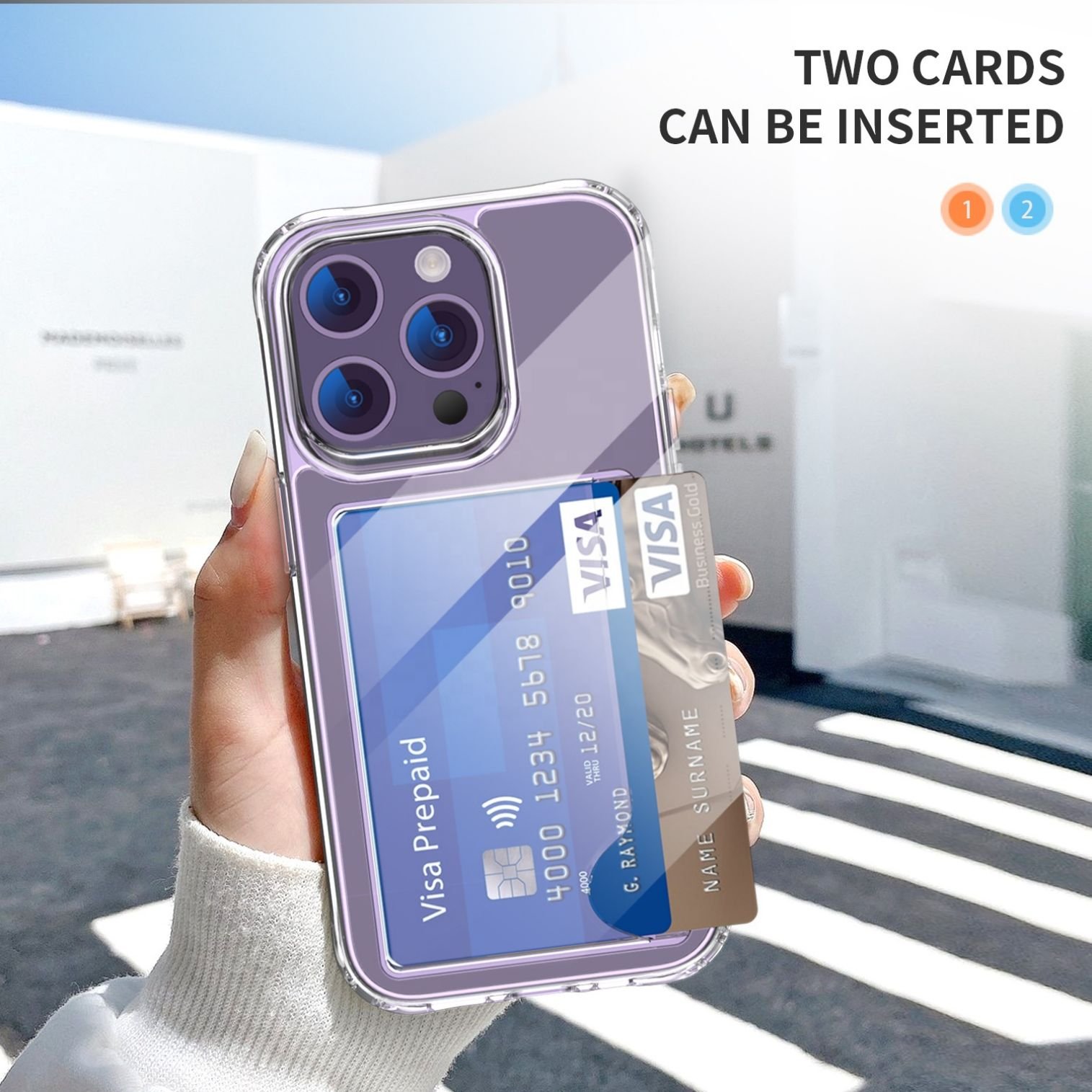 Credit card holder phone wallet case transparent hard acrylic phone case for iPhone 16 15 14 13 13 pro 13 pro max
