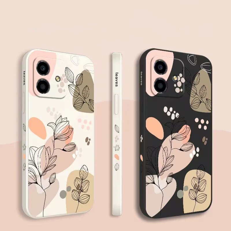Abstract Plants Flower Silicone Phone Case For IPhone 14 15 Pro Max Case IPhone 11 13 12 Pro Max Mini 7 8 Plus Shockproof Cover