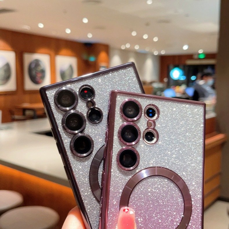 TPU Shockproof Mag Glitter Bright Safe Case Electroplated Magnetic Phone Case For Samsung Galaxy S24 S23 S22 S21 S20