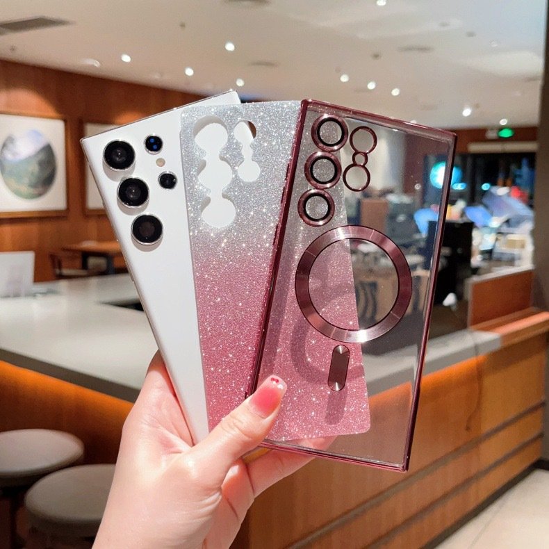 TPU Shockproof Mag Glitter Bright Safe Case Electroplated Magnetic Phone Case For Samsung Galaxy S24 S23 S22 S21 S20